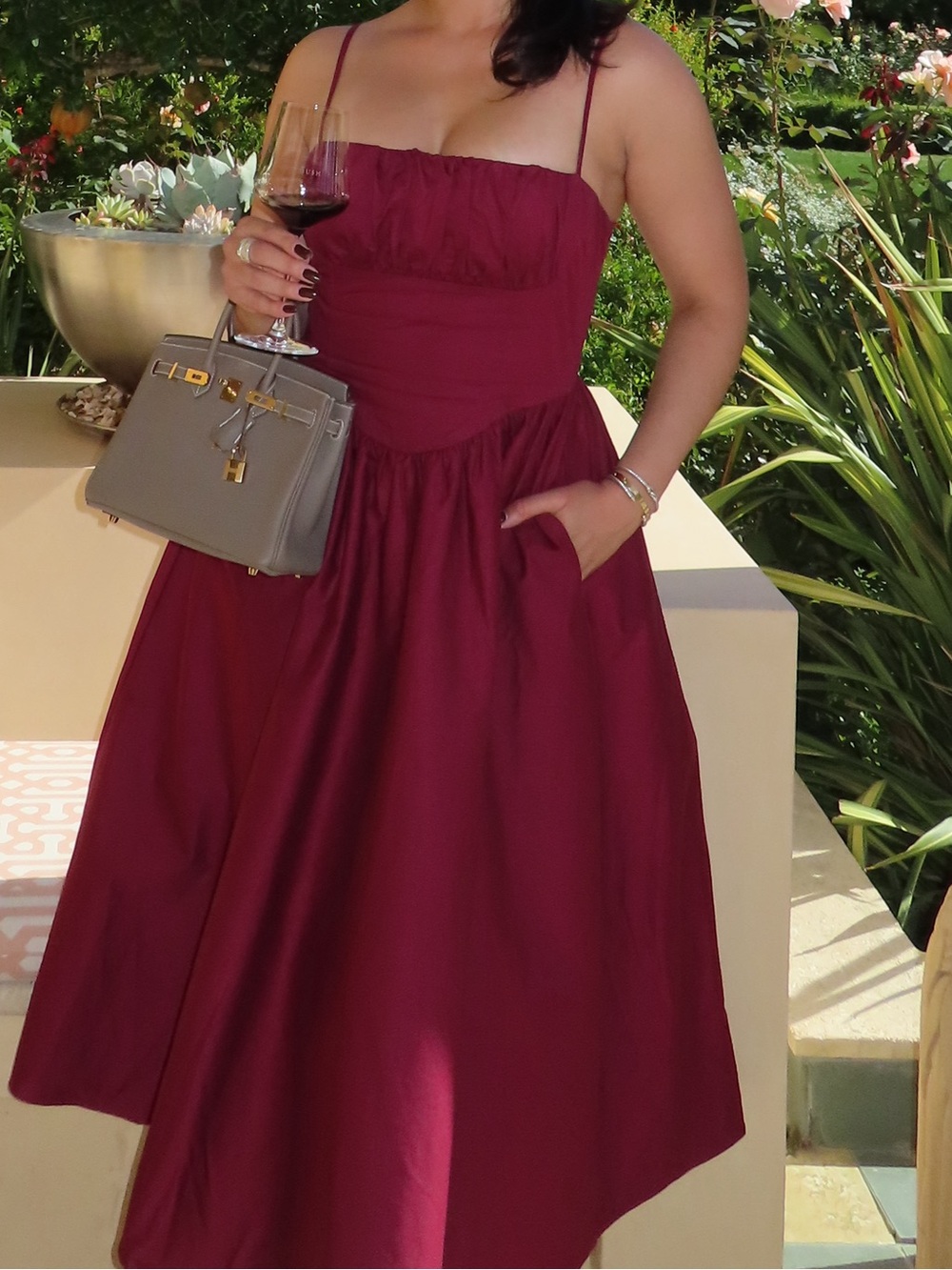Fashion Nova Burgundy Spaghetti-Strap Sundress
